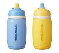Tommee Tippee Tazza Termica con Beccuccio Flessibile, 266 ml, Borraccia Anti-goccia dai 12 Mesi, con Strato Isolante per Mantenere Fresche le Bevande, Colori Azzurro e Giallo, confezione da 2