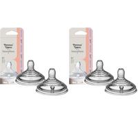 Tommee Tippee Tettarelle per biberon Natural Start, flusso medio, 3m+, 2 pezzi, attaccamento naturale, valvola anti-colica, silicone morbido (Confezione da 2)