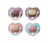 Tommee Tippee Ultimate Fit, ciuccio ortodontico per bambini, 18-36 mesi, confezione da 4, a blocchi di colore, tettarella simmetrica, fori per l'aria, 100% silicone privo di BPA, sterilizzatore