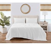 Tommy Bahama Coperta elegante in cotone, decorazione per la casa per tutte le stagioni, regina, bianco