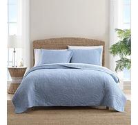 Tommy Bahama Home Collezione Costa Sera Morbido e Traspirante, Copriletto Copriletto Copriletto Stagioni, Prelavato per una maggiore morbidezza, Queen, Blu