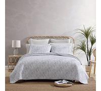 Tommy Bahama - King Quilt Set, Reversible Cotton Bedding with Matching Shams, Pre-Washed for Added Softness (Distressed Water Leaves Grey, King), Grey/White