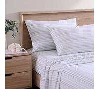 Tommy Bahama - Lenzuola king size, set di biancheria da letto in percalle di cotone, croccante e fresco, elegante decorazione per la casa (Kahanu Stripe Grey, King)