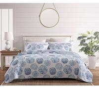 Tommy Bahama | Ocean Isle Collection | Quilt Set - 100% Cotton, Lightweight & Breathable Bedding, Pre-Washed for Added Softness, Queen, Blue