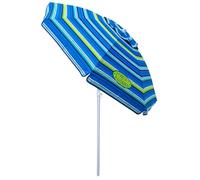 Tommy Bahama Ombrellone da spiaggia da 1,8 m, inclinabile, UPF 50+, con sfiato antivento, con strisce verdi e blu