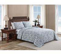 Tommy Bahama Quilt Set Copripiumino - 100% Cotone, Reversibile, Leggero e Traspirante, con federe abbinate, Prelavato per Una Maggiore Morbidezza, Fume, Queen