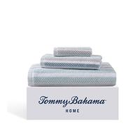 Tommy Bahama Set di 100 asciugamani, ultra morbidi e assorbenti, resistenti allo sbiadimento, certificati Oeko-Tex, cotone, blu chiaro, 3 pezzi