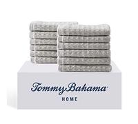 Tommy Bahama - Set di asciugamani da bagno, in cotone altamente assorbente, a bassa formazione di pelucchi e resistente allo sbiadimento (grigio Pacifico settentrionale, 12 pezzi)