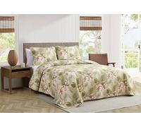Tommy Bahama Topical Orchid Quilt Set, Cotone, Green, King