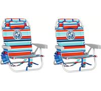 Tommy Bahama Zaino da spiaggia in alluminio, confezione da 2, colore: blu, Accessori Seggiole Spiaggia
