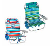 Tommy Bahama Zaino Spiaggia Sedia - Portatile Sedia Reclinabile IN Blu & Rosso