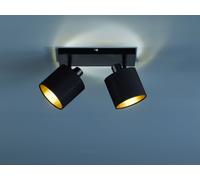 TOMMY BARRA 2 SPOTS CON DIFFUSORI PARALUMI NERI E ORO BASE METALLO NERO OPACO L.28CM 2 LUCI ATTACCO E14