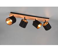 TOMMY BARRA 4 SPOTS BASE LEGNO CON PARALUMI NERO E ORO L. 72CM 4 LUCI ATTACCO E14