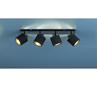 TOMMY BARRA 4 SPOTS CON DIFFUSORI PARALUMI NERI E ORO BASE METALLO NERO OPACO L.70CM 4 LUCI ATTACCO E14