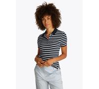 Tommy Hilfiger Maglietta Polo Maniche Corte Donna Slim Fit, Multicolore (Dark Night Navy/Ecru STP), XS