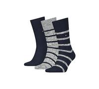 Tommy Hilfiger 3-pack Mouline Stripe Costbed Men's Boots Socks Gift Box, Navy Combo S-M