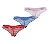 Tommy Hilfiger Perizomi Donna Confezione da 3 Premium Essential Tanga, Multicolore (Fierce Red/Blue Spell/Pearly Pink), XL