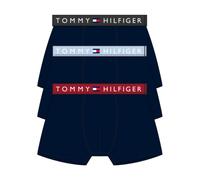 Tommy Hilfiger - Original - Confezione da 3 boxer aderenti neri con fascia in vita color rosso/blu/grigio-Nero 46