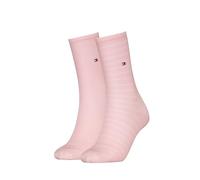 Tommy Hilfiger 8719965009202 TH - Calzini da donna 2P SMALL STRIPE, Rosa chiaro, 39-42