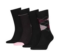 Tommy Hilfiger 8719965009202 TH - Calzini da uomo 4P CHECK DOT ECOM, bordeaux, 39-42