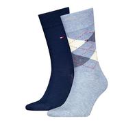 Tommy Hilfiger 8719965009202 TH - Calzini da uomo Check 2P, Blu chiaro melange, 39-42