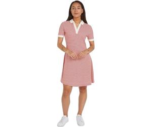 Tommy Hilfiger Abito a Polo Donna a Righe, Multicolore (Breton Fierce Red/Ecru), XS