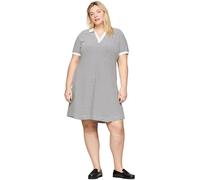 Tommy Hilfiger Abito a Polo Donna Curve Maniche Corte, Multicolore (Breton Ecru/Desert Sky), 48