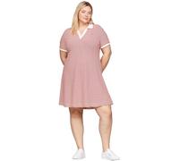Tommy Hilfiger Abito a Polo Donna Curve Maniche Corte, Multicolore (Breton Fierce Red/Ecru), 50