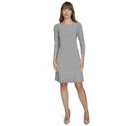 Tommy Hilfiger Abito da Donna in Jersey Stampato con Scollo Rotondo e Orlo Plissettato, Capitano del Cielo/Crema, 52