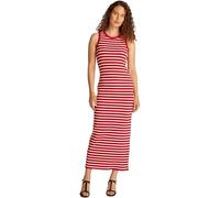 Tommy Hilfiger Slim 5X2 Rib Midi Dress NS Ww0Ww38838, Vestito Aderente, Donna, Rosso (Primary Red/Ecru STP), XS