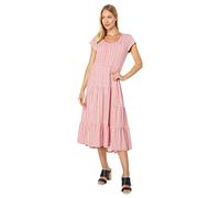 Tommy Hilfiger Abito Longuette da Donna a Righe, Coralie/Bianco Brillante, XS