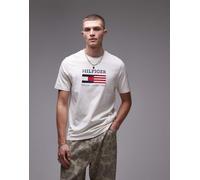 Tommy Hilfiger - Americana - T-shirt bianco sporco con logo a bandiera 50