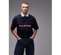 Tommy Hilfiger - Americana - Top a maniche corte stile rugby blu navy 50