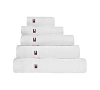 Tommy Hilfiger - asciugamano serie Legend2, tinta unita, 560 gr/m², 100% cotone, bianco, telo da bagno 70 x 140 cm