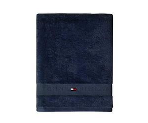 Tommy Hilfiger - asciugamano serie Legend2, tinta unita, 560 gr/m², 100% cotone, blu navy, telo da bagno 70 x 140 cm