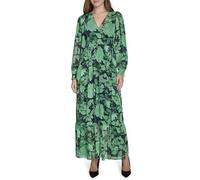 Tommy Hilfiger Balloon Sleeve Tie Cuff Surplice Neck Maxi Dress Vestito Donna