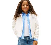 Tommy Hilfiger EMB High Rib Hem Zip Thru Kg0kg08988 Felpa con Cappuccio, White (Ancient White), 16 Anni Bambina