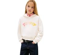 Tommy Hilfiger Bambina Felpa con Cappuccio Print Relaxed Fit, Avorio (Ancient White), 8 Anni