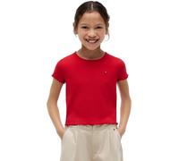 Tommy Hilfiger Bambina T-Shirt Maniche Corte Essential Rib Slim Fit, Rosso (Primary Red), 5 Anni