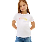 Tommy Hilfiger Bambina T-Shirt Maniche Corte Puff Print in Cotone, Bianco (White), 4 Anni