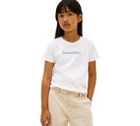 Tommy Hilfiger Bambina T-Shirt Maniche Corte Script Slim Fit, Bianco (White), 8 Anni