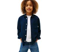 Tommy Hilfiger Bambino Camicia Linen Blend Relaxed Fit, Blu (Dark Night Navy), 12 Anni