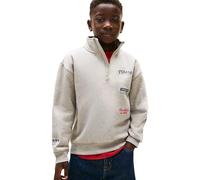Tommy Hilfiger Bambino Felpa con Zip Multi Print con Colletto alla Coreana, Grigio (Mid Grey Heather), 5 Anni