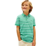 Tommy Hilfiger Bambino Maglietta Polo Maniche Corte Flag Regular Fit, Verde (Bahama Green Stripe), 5 Anni