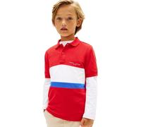 Tommy Hilfiger Bambino Maglietta Polo Maniche Corte Mini Regular Fit, Rosso (Rapid Red Colourblock), 4 Anni