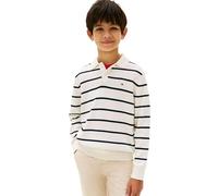 Tommy Hilfiger Bambino Pullover con Colletto a Polo, Avorio (Ivory Silk Stripe), 3 Anni