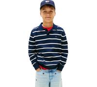 Tommy Hilfiger Bambino Pullover con Colletto a Polo, Multicolore (Dark Night Navy Stripe), 7 Anni
