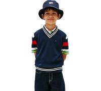 Tommy Hilfiger Bambino Pullover Varsity Rib con Scollo a V, Blu (Dark Night Navy), 5 Anni