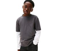 Tommy Hilfiger Bambino T-Shirt Maniche Corte Washed Faded Graphic con Scollo Rotondo, Grigio (Washed Black), 5 Anni