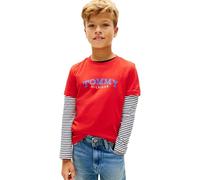 Tommy Hilfiger Bambino T-Shirt Maniche Monogram Graphic in Cotone, Rosso (Rapid Red), 2 Anni